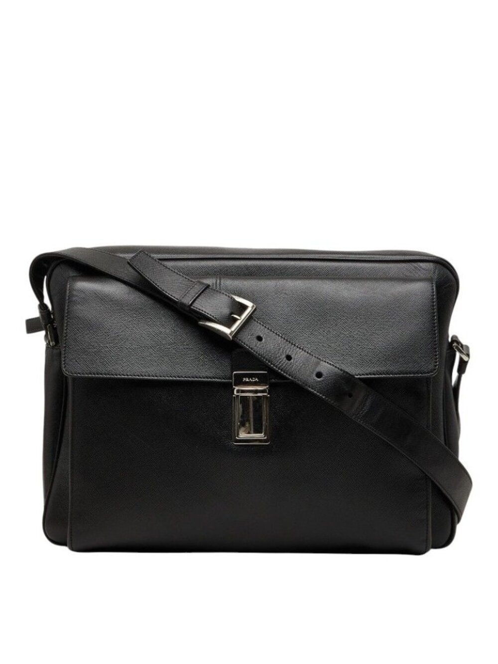 Prada Crossbody Carry on Shoulder Bag Black Saffiano Leather